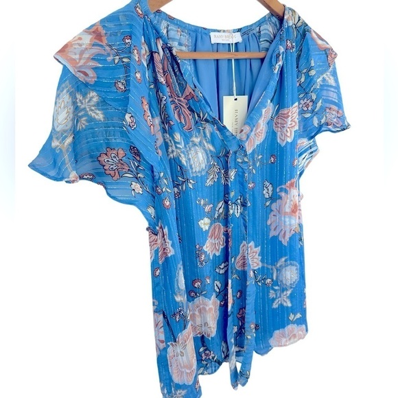 Ramy Brook Printed Sue Ruffle Sleeve Top in Ocean - Picture 5 of 12